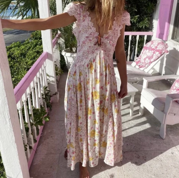 Pink Floral Midi Dresses